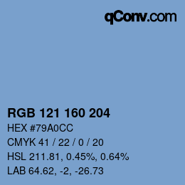 Color code: RGB 121 160 204 | qconv.com