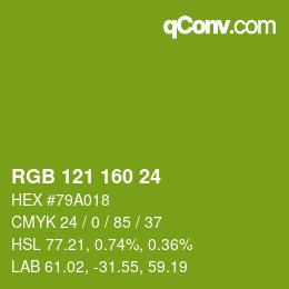 Color code: RGB 121 160 24 | qconv.com