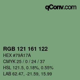 颜色代码: RGB 121 161 122 | qconv.com