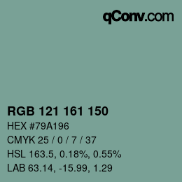 Farbcode: RGB 121 161 150 | qconv.com