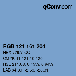 Color code: RGB 121 161 204 | qconv.com