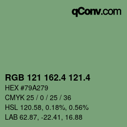 カラーコード: RGB 121 162.4 121.4 | qconv.com