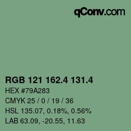 カラーコード: RGB 121 162.4 131.4 | qconv.com