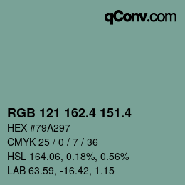 カラーコード: RGB 121 162.4 151.4 | qconv.com