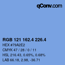 カラーコード: RGB 121 162.4 226.4 | qconv.com