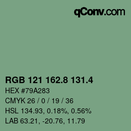 カラーコード: RGB 121 162.8 131.4 | qconv.com