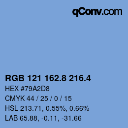 カラーコード: RGB 121 162.8 216.4 | qconv.com