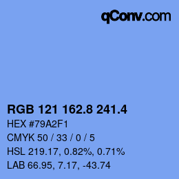 カラーコード: RGB 121 162.8 241.4 | qconv.com