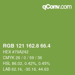 カラーコード: RGB 121 162.8 66.4 | qconv.com