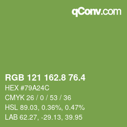 カラーコード: RGB 121 162.8 76.4 | qconv.com