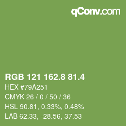 カラーコード: RGB 121 162.8 81.4 | qconv.com