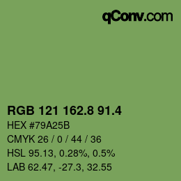 カラーコード: RGB 121 162.8 91.4 | qconv.com