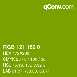 Color code: RGB 121 162 0 | qconv.com