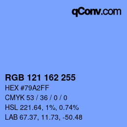 Color code: RGB 121 162 255 | qconv.com