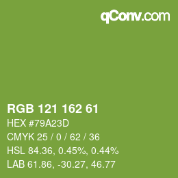 カラーコード: RGB 121 162 61 | qconv.com