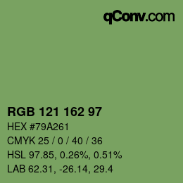 Color code: RGB 121 162 97 | qconv.com