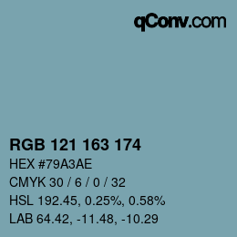 Color code: RGB 121 163 174 | qconv.com