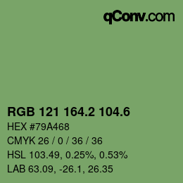 カラーコード: RGB 121 164.2 104.6 | qconv.com