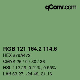 カラーコード: RGB 121 164.2 114.6 | qconv.com