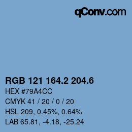 カラーコード: RGB 121 164.2 204.6 | qconv.com