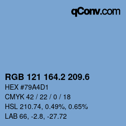 カラーコード: RGB 121 164.2 209.6 | qconv.com