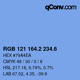 カラーコード: RGB 121 164.2 234.6 | qconv.com