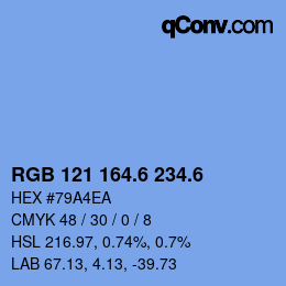 カラーコード: RGB 121 164.6 234.6 | qconv.com