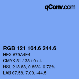 カラーコード: RGB 121 164.6 244.6 | qconv.com