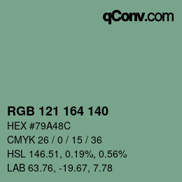 Color code: RGB 121 164 140 | qconv.com