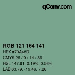 Farbcode: RGB 121 164 141 | qconv.com