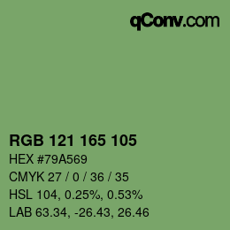 颜色代码: RGB 121 165 105 | qconv.com