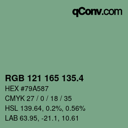 カラーコード: RGB 121 165 135.4 | qconv.com