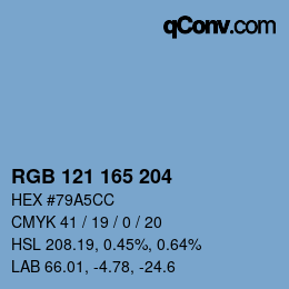 Color code: RGB 121 165 204 | qconv.com