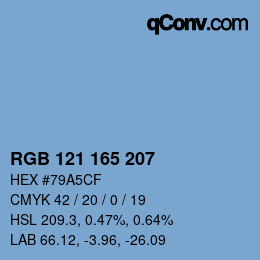 Color code: RGB 121 165 207 | qconv.com