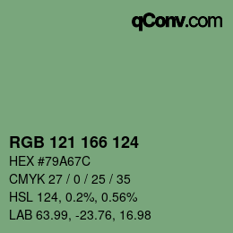 カラーコード: RGB 121 166 124 | qconv.com
