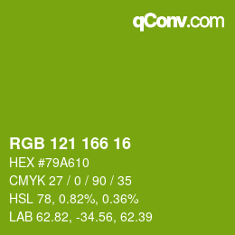 Color code: RGB 121 166 16 | qconv.com