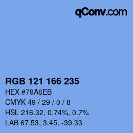 カラーコード: RGB 121 166 235 | qconv.com