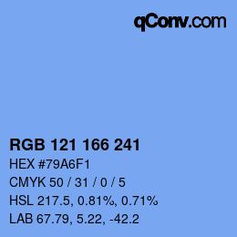 颜色代码: RGB 121 166 241 | qconv.com