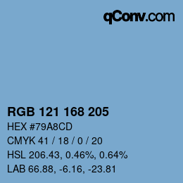 颜色代码: RGB 121 168 205 | qconv.com