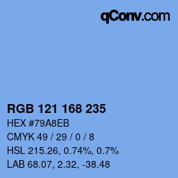 カラーコード: RGB 121 168 235 | qconv.com