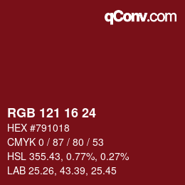 Color code: RGB 121 16 24 | qconv.com