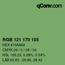 颜色代码: RGB 121 170 105 | qconv.com