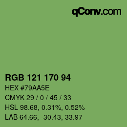 カラーコード: RGB 121 170 94 | qconv.com