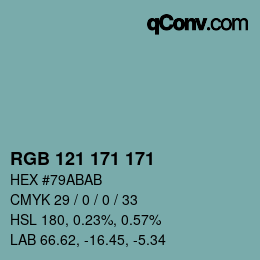 Color code: RGB 121 171 171 | qconv.com