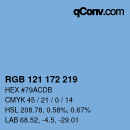 Color code: RGB 121 172 219 | qconv.com