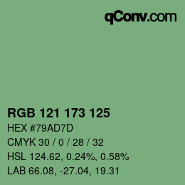 颜色代码: RGB 121 173 125 | qconv.com