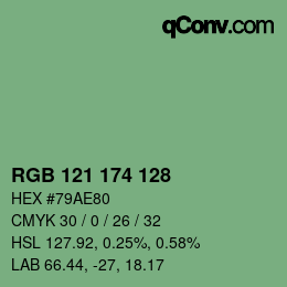 Color code: RGB 121 174 128 | qconv.com