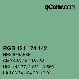 Color code: RGB 121 174 142 | qconv.com