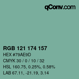 Color code: RGB 121 174 157 | qconv.com