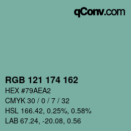 Color code: RGB 121 174 162 | qconv.com